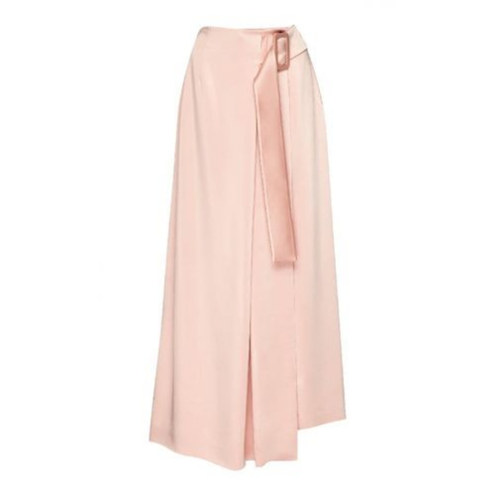 Rejina Pyo | Ellis Belted Light Pink Mid-Length Skirt Belt Size 8 Satin Luxury - Picture 3 of 8